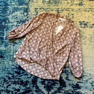 Snakeskin print faux-wrap top
